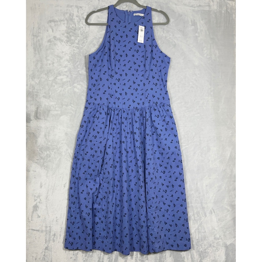 Abercrombie & Fitch Womens Dress XLP Blue Floral Halter Midi Petite Boho Pockets